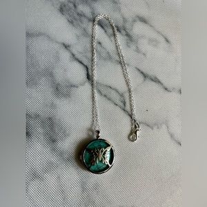 Turquoise reversible butterfly locket necklace